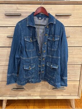 Lands' End Dark Blue Denim Utility Jacket
